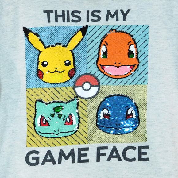 Pokemon This Is My Game Face T Shirt Size Youth XL Adult S Sequined Starters - Picture 4 of 4